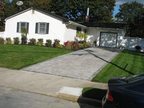 Asphalt driveway with Belgian block edging