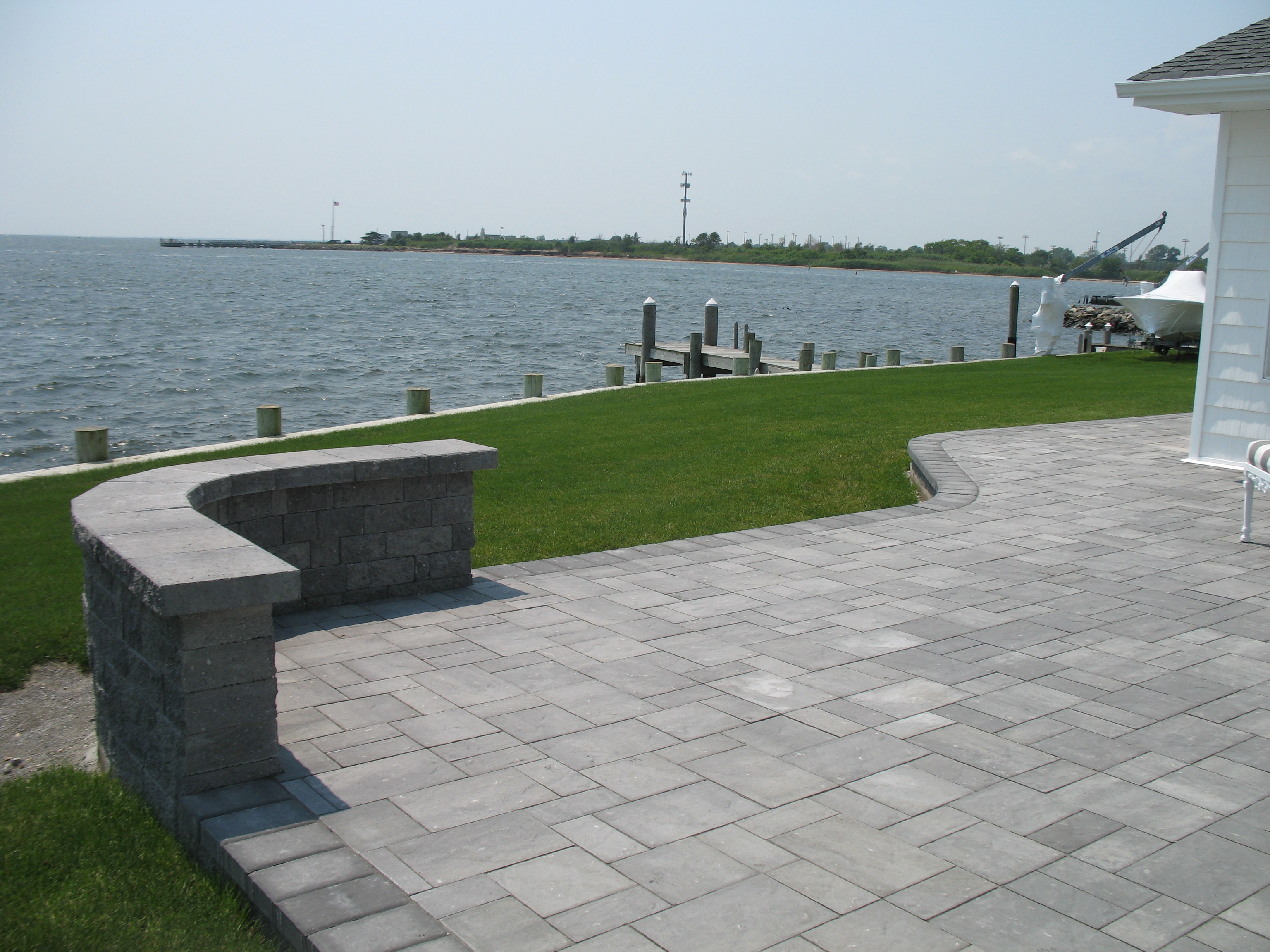 Paver driveway with stone edging