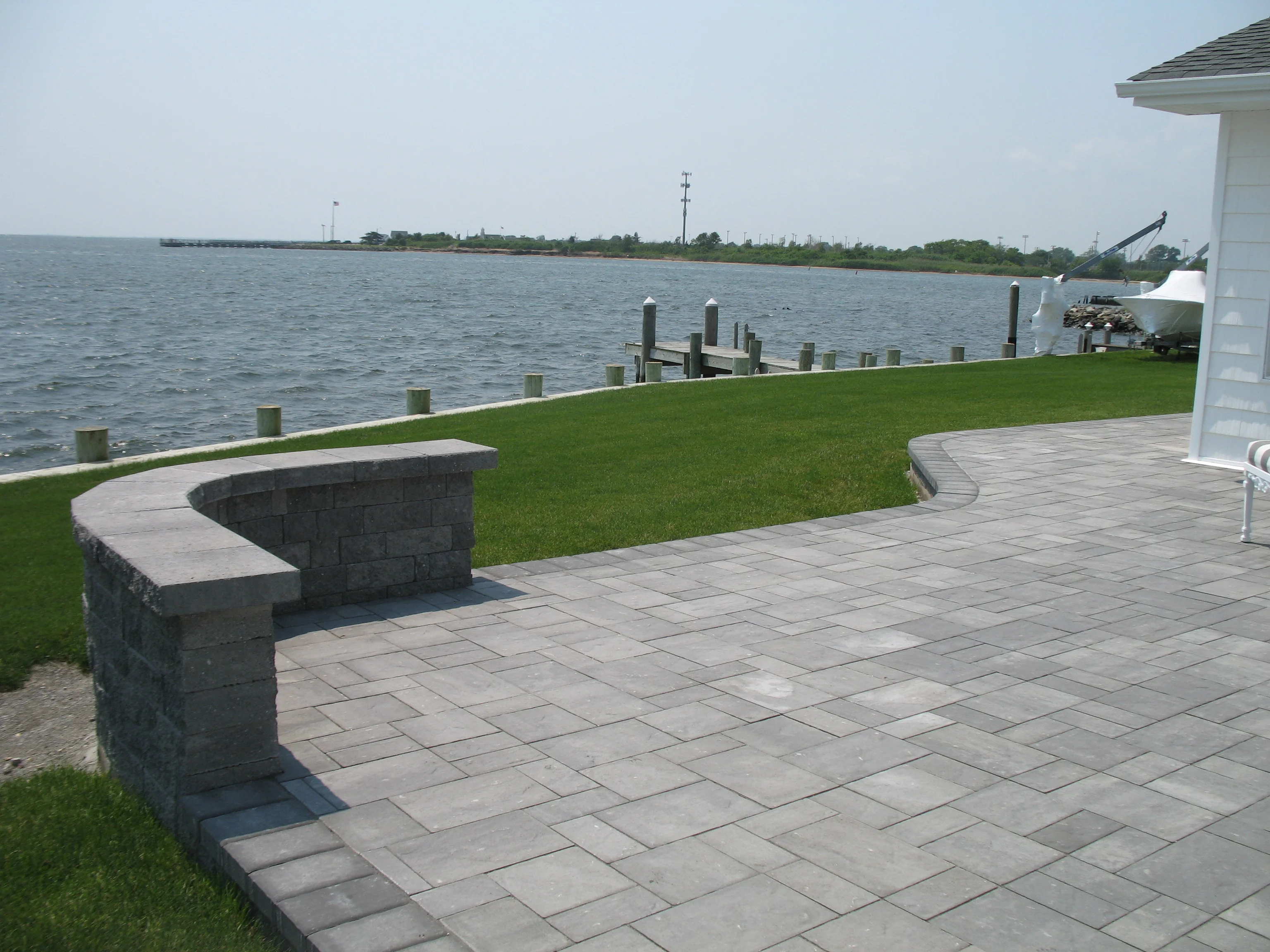 Paver driveway with stone edging